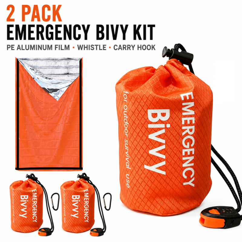 Bivy Bag Emergency - 2 sztuki Awaryjnych Śpiwórek, Folia Aluminiowa