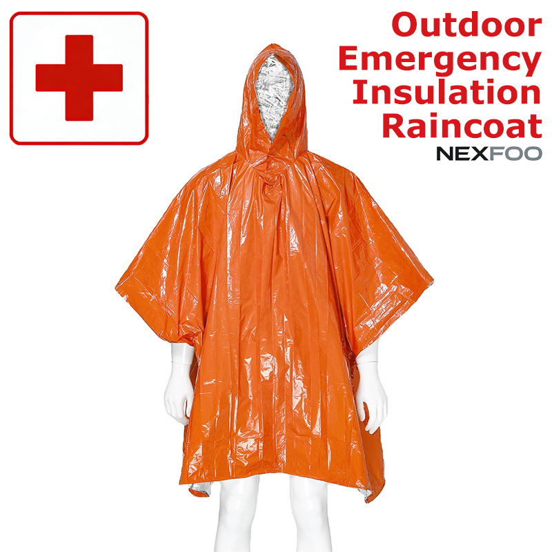 Emergency Poncho Rain - Wielofunkcyjne poncho przeciwdeszczowe, długie, pogrubione, odblaskowe,